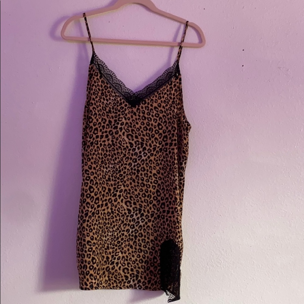 LACE LEOPARD SLIP DRESS